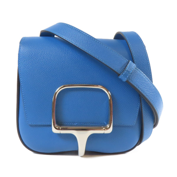 HERMES PHW Mini Della Shoulder Bag Veau Epsom Leather Blue Mykonos