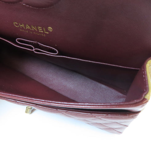 CHANEL Quilted CC GHW Classic 25cm Chain Shoulder Bag Lambskin Leather Red