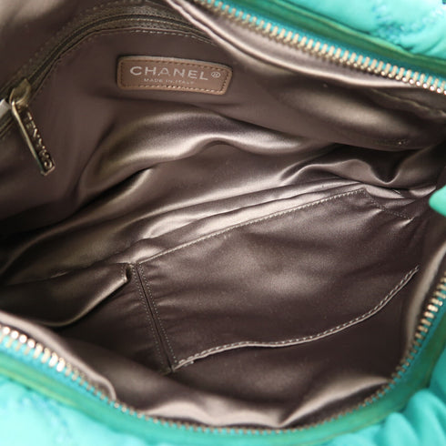 CHANEL CC SHW Bubble Quilt Shoulder Bag 47965 Fabric Turquoise Blue/Blue