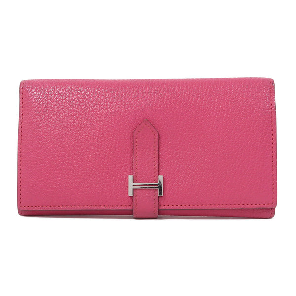 HERMES PHW Bearn Long Wallet Chevre Leather Pink