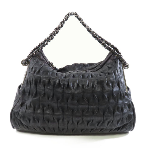 CHANEL CC SHW Chain Shoulder Bag Leather Black