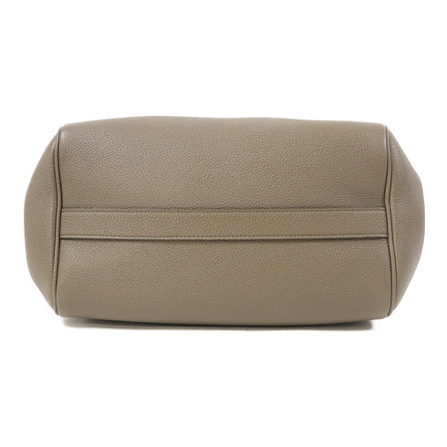 CELINE GHW Folded Cabas 2 Way Shoulder Bag Calfskin Leather Grey