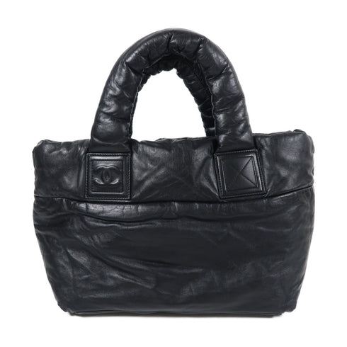 CHANEL CC Coco Cocoon PM Tote Bag Handbag A47108 Calfskin Leather Black