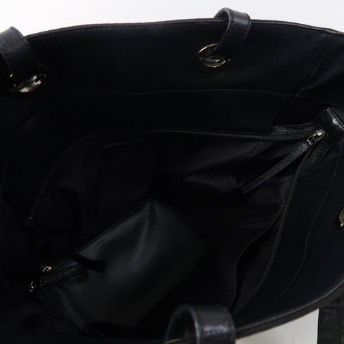 CHANEL Quilted CC SHW Biarritz Tote Bag MM Handbag Coated Canvas Black