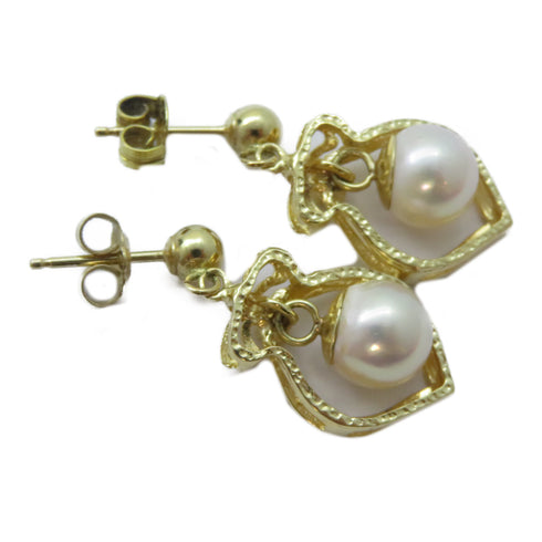 FINE JEWELRY Earrings 14K Yellow Gold/PVC Gold/White
