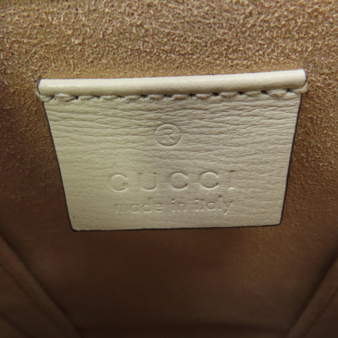 GUCCI GHW GG Supreme Horsebit Mini Shoulder Bag 625615 Coated Canvas Brown White
