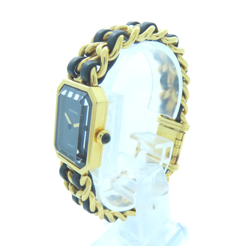 CHANEL CC Premier L Quartz Watch H0001 Gold Plated Black v1