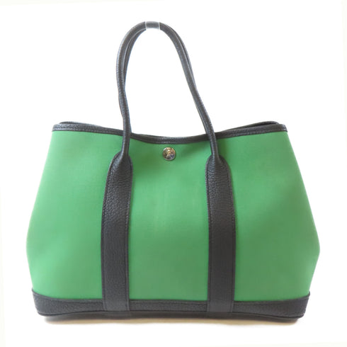 HERMES PHW Garden Party TPM Tote Bag Handbag Canvas Cactus Green