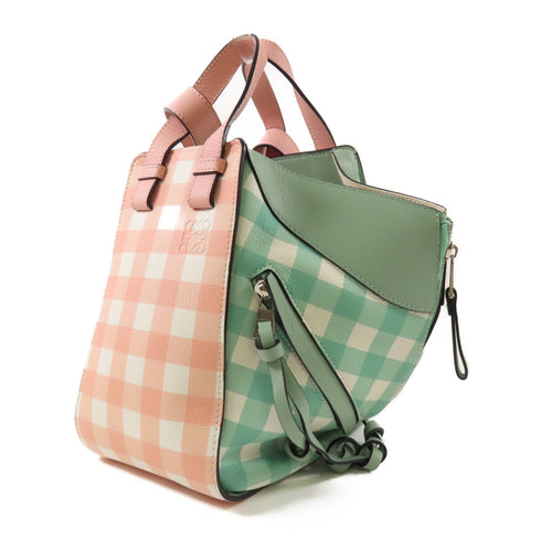 LOEWE SHW Hammock 2 Way Shoulder Bag Calfskin Leather Green Pink