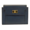 HERMES GHW Kelly Pocket Compact Wallet Madame Leather Deep Blue
