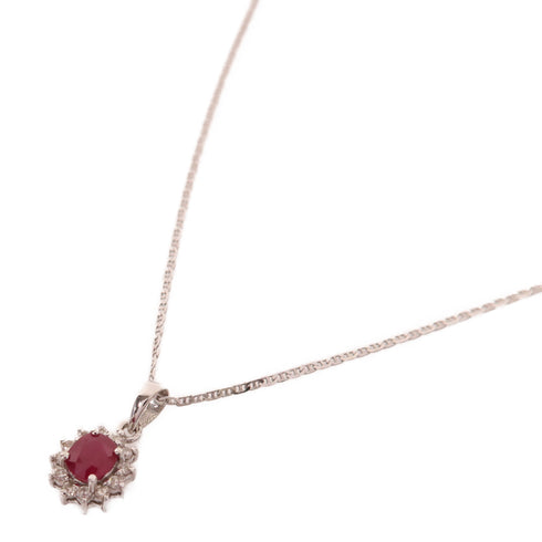 Jewelry Ruby Necklace 2.3g 18K White Gold