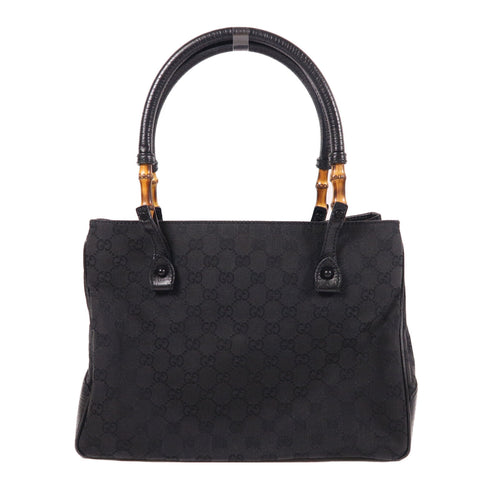 GUCCI GG Bamboo Hand Bag 112526 Canvas Black