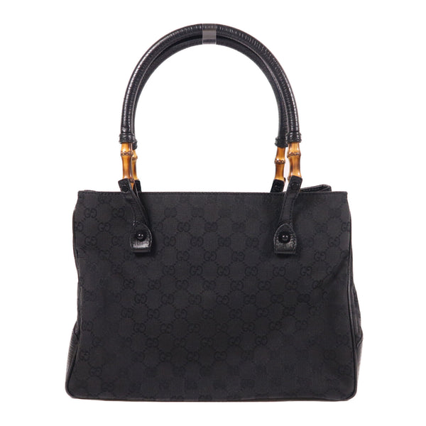 GUCCI GG Bamboo Hand Bag 112526 Canvas Black