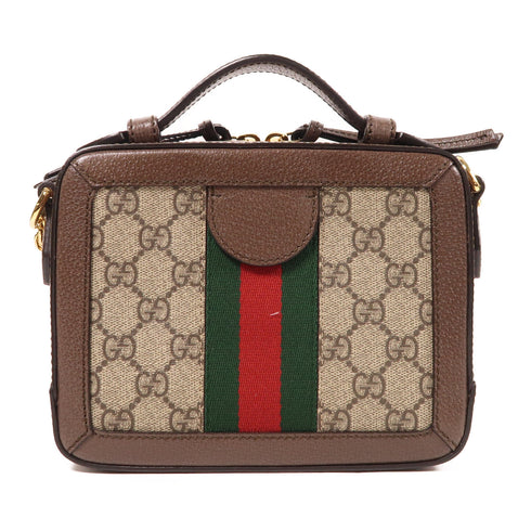 GUCCI GG GHW Ophidia GG Mini 2 Way Bag 602576 Coated Canvas/Leather Brown