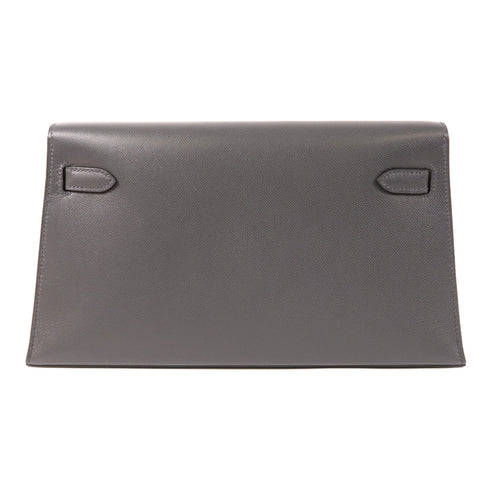 HERMES PHW Kelly Elan Shoulder Bag Madame Leather Gris Misty/Grey