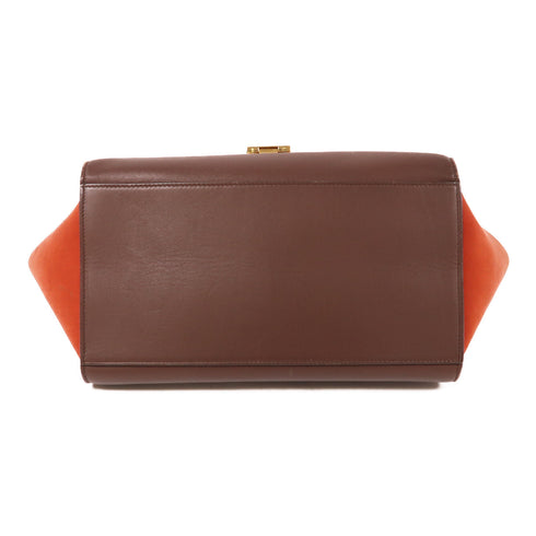 CELINE GHW Trapeze 2 Way Shoulder Bag Calfskin Leather Red