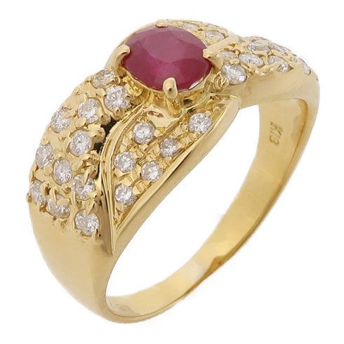 JEWELRY Ruby Diamond Ring 18K Yellow Gold US#6.75