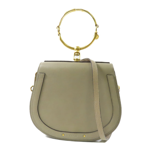 Chloe GHW Nile Bag 2 Way Shoulder Bag Calfskin Leather Beige