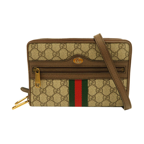 GUCCI GG GHW Ophidia Shoulder Bag 575722 Coated Canvas Brown v1