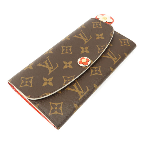 LOUIS VUITTON LV GHW Emilie Wallet Long Wallet M68313 Monogram Brown/Red