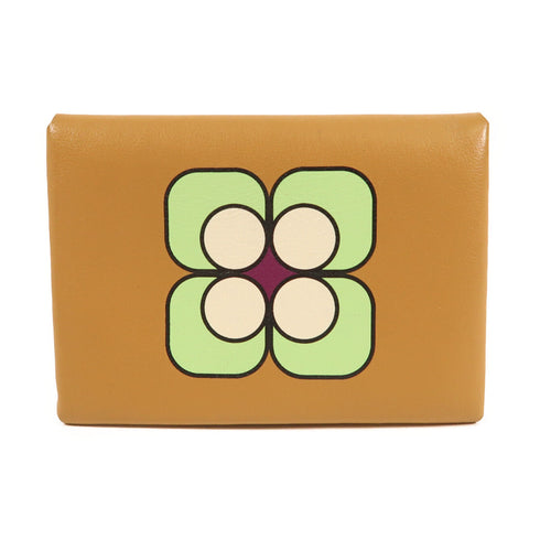 HERMES GHW Calvi Card Case Swift Leather Stamp U 4B Biscuit