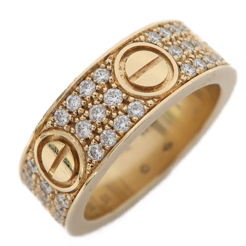 CARTIER Love Ring Diamond Paved 18K Yellow Gold US 5.75 Cartier#51