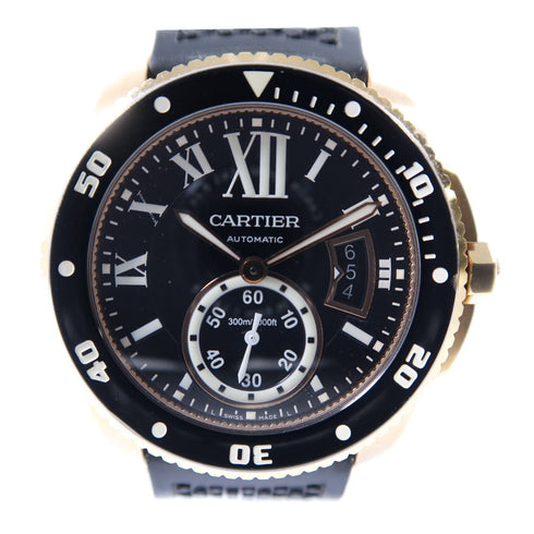 CARTIER Caliber de Cartier Automatic Watch W2CA0004 18K Pink Gold/Rubber Black