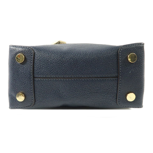 Michael Kors GHW 2 Way Shoulder Handbag Calfskin Leather Navy
