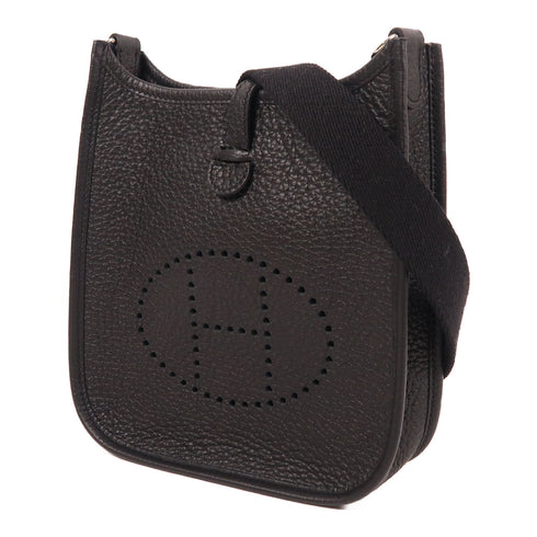 HERMES PHW Evelyne TPM Shoulder Bag Clemence Leather Black