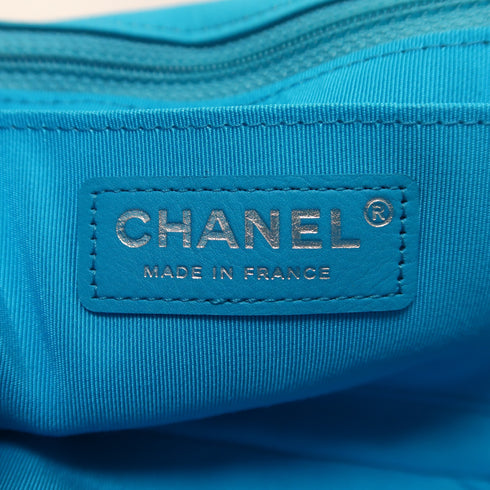 CHANEL Quilted CC SHW Chain Shoulder Bag Canvas Blue