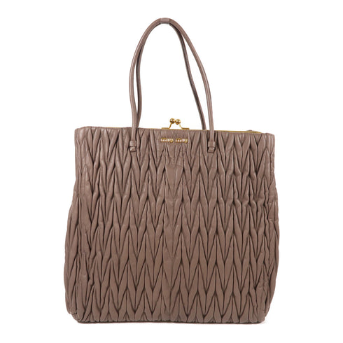 Miu Miu GHW Shoulder Bag Lambskin Leather Brown