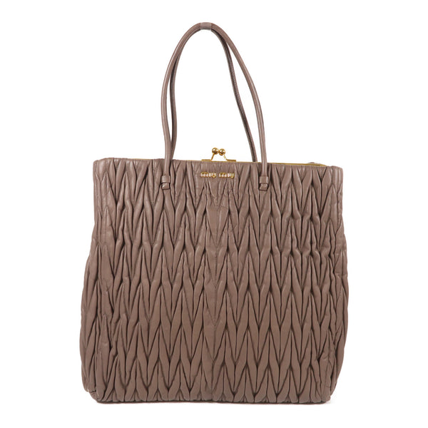 Miu Miu GHW Shoulder Bag Lambskin Leather Brown