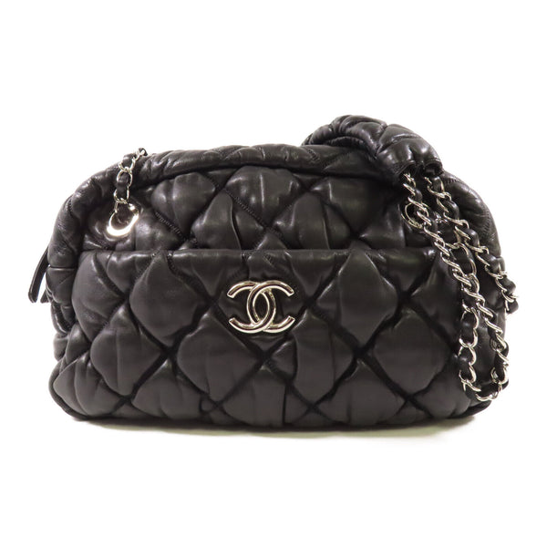 CHANEL CC SHW Bubble Chain Shoulder Bag Lambskin Leather Black