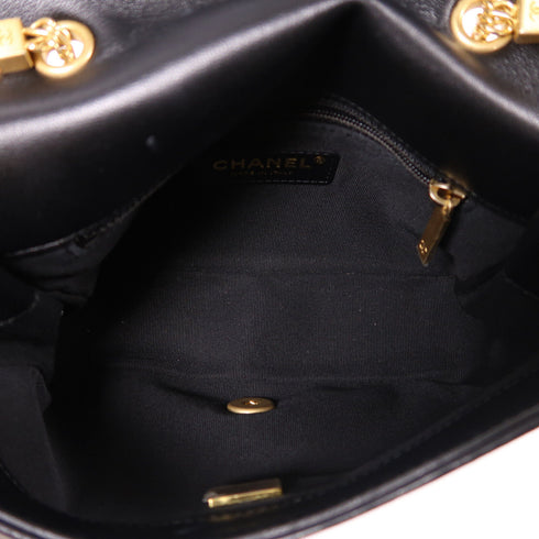 CHANEL CC GHW Chain Shoulder Bag Calfskin Leather Black v5