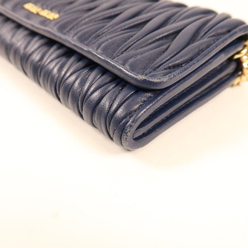 Miu Miu GHW Shoulder Bag Lambskin Leather Navy