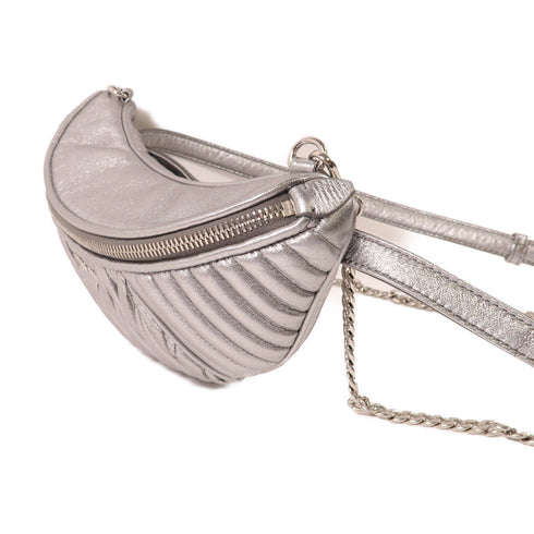 Miu Miu SHW Waist Bag Chain Shoulder Bag Calfskin Leather Silver