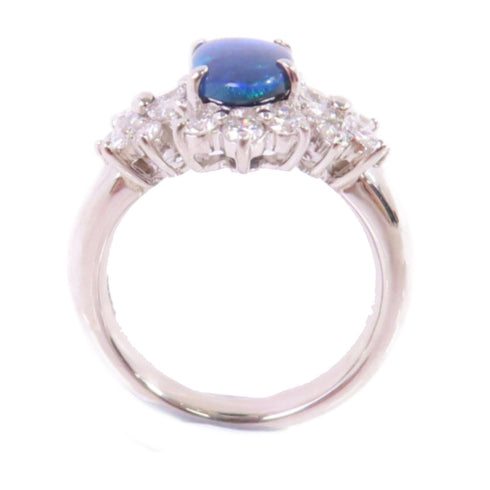 FINE JEWELRY 1.10ct Black Opal 0.85ct Diamond Ring 5.75 Ring PT900 Platinum