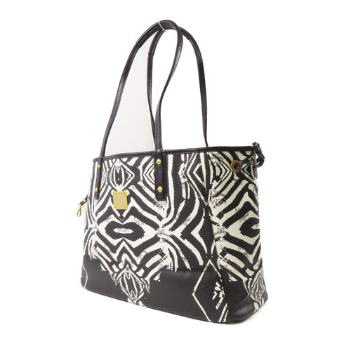 MCM GHW Tote Bag MWP.4SVI39.BW001 Leather Black White