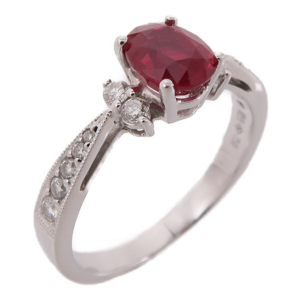 JEWELRY Ruby Diamond Ring 18K White Gold US#6.25