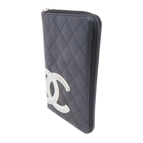 CHANEL Quilted CC SHW Cambon Long Wallet Leather Black