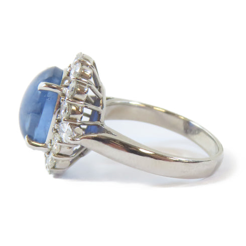 FINE JEWELRY 7.01ct Star Sapphire 1.18ct Diamond Ring PT900 Platinum US#5.5