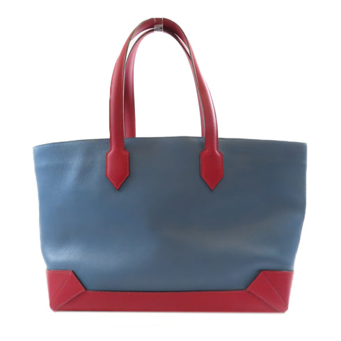 HERMES Maxibox Cabas Handbag 071257CK Evercolor/Epsom Leather Bleu Agate/Rouge