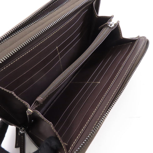 GUCCI GG SHW Travel Wallet Bag Case Handbag Coated Canvas Leather Brown