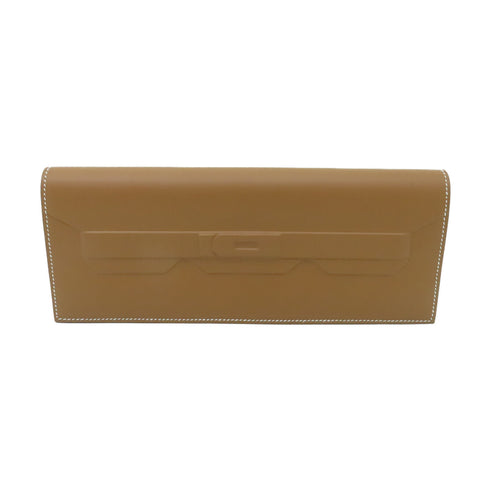 HERMES Shadow Clutch Bag Veau Swift Leather Gold Brown
