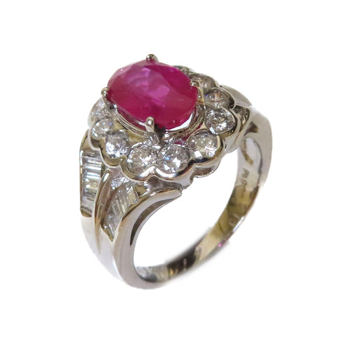 Fine Jewelry 2.10ct Ruby 1.12ct Diamond Ring US#5.5 PT900 Platinum