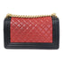 CHANEL Quilted CC Boy Chanel Chain Shoulder Bag Lambskin Leather Red/Black