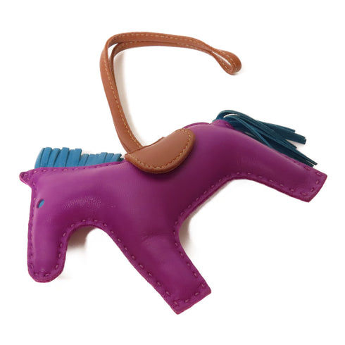 HERMES Rodeo MM Charm Swift Leather Purple/Brown/Blue