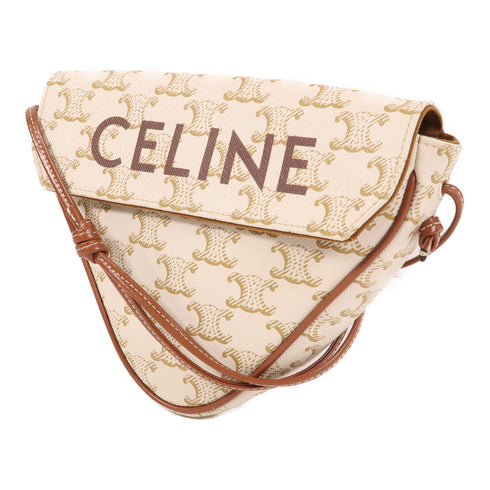 CELINE Triomphe Shoulder Bag 195902 Canvas Ivory/Brown