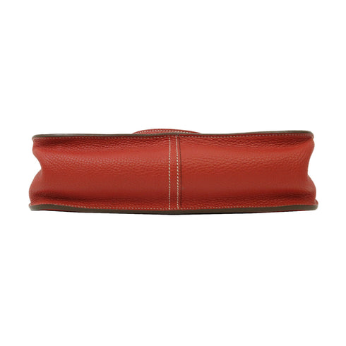 HERMES PHW Halzan 31 2 Way Shoulder Bag Handbag Clemence Leather Red