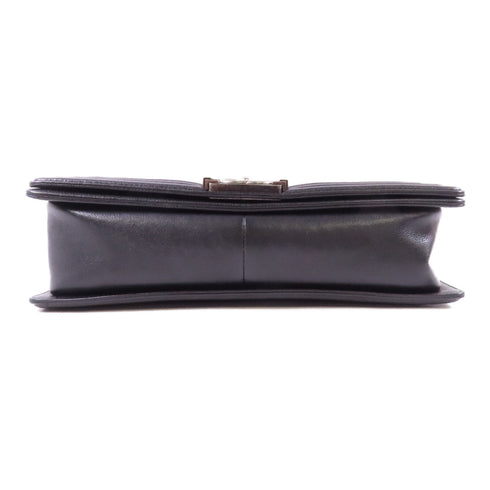 CHANEL CC SHW Boy 28 Chain Shoulder Bag Calfskin Leather Black